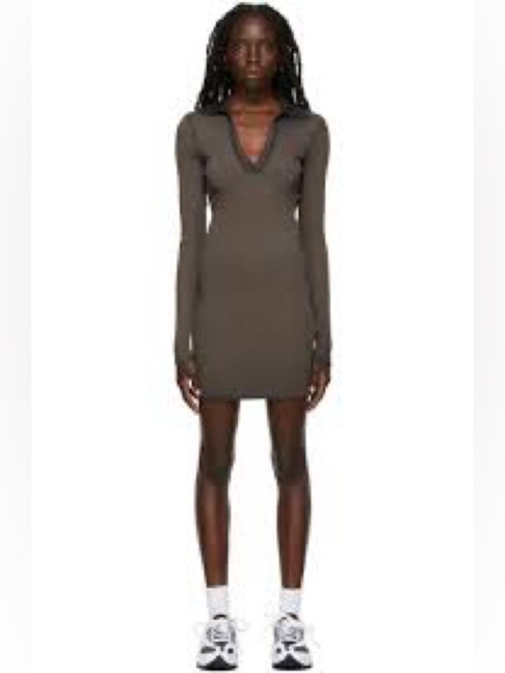 Cotton Citizen Long Sleeve Collar V Neck Bodycon Dress Cotton Blend Size S